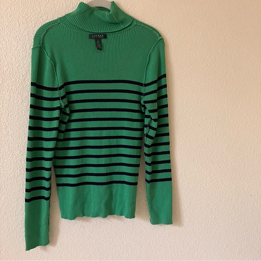 Lauren Ralph Lauren Vibrant Green Ribbed Sweater Large used condition